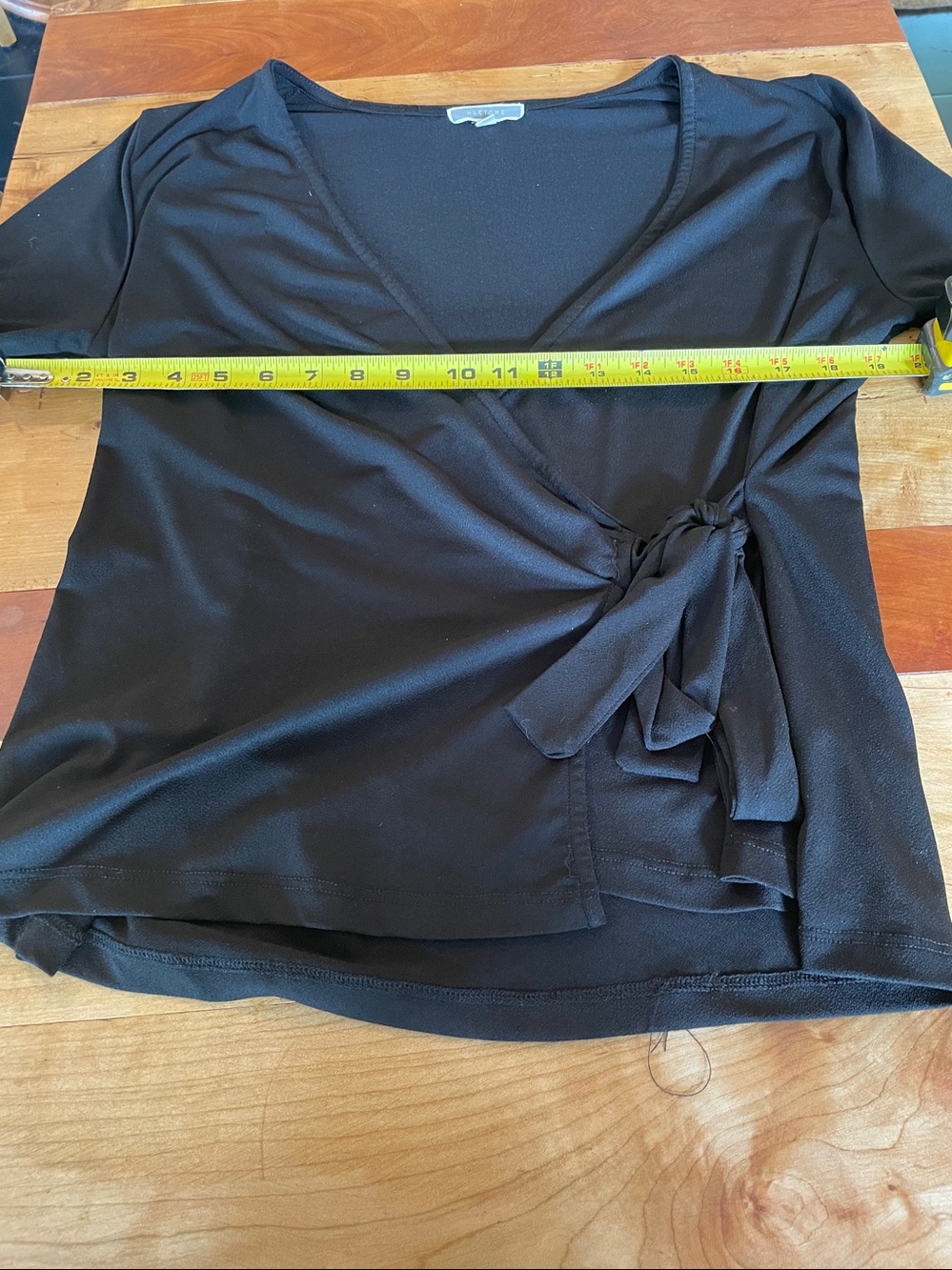 Pleione Black Wrap Blouse with Side Tie
